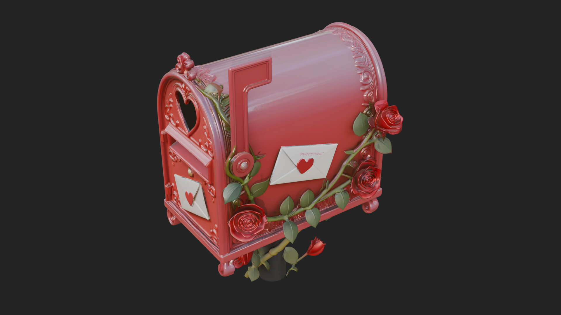 Rose Flower Vine Mailbox Model Design 2 3D Print Model 3D Model