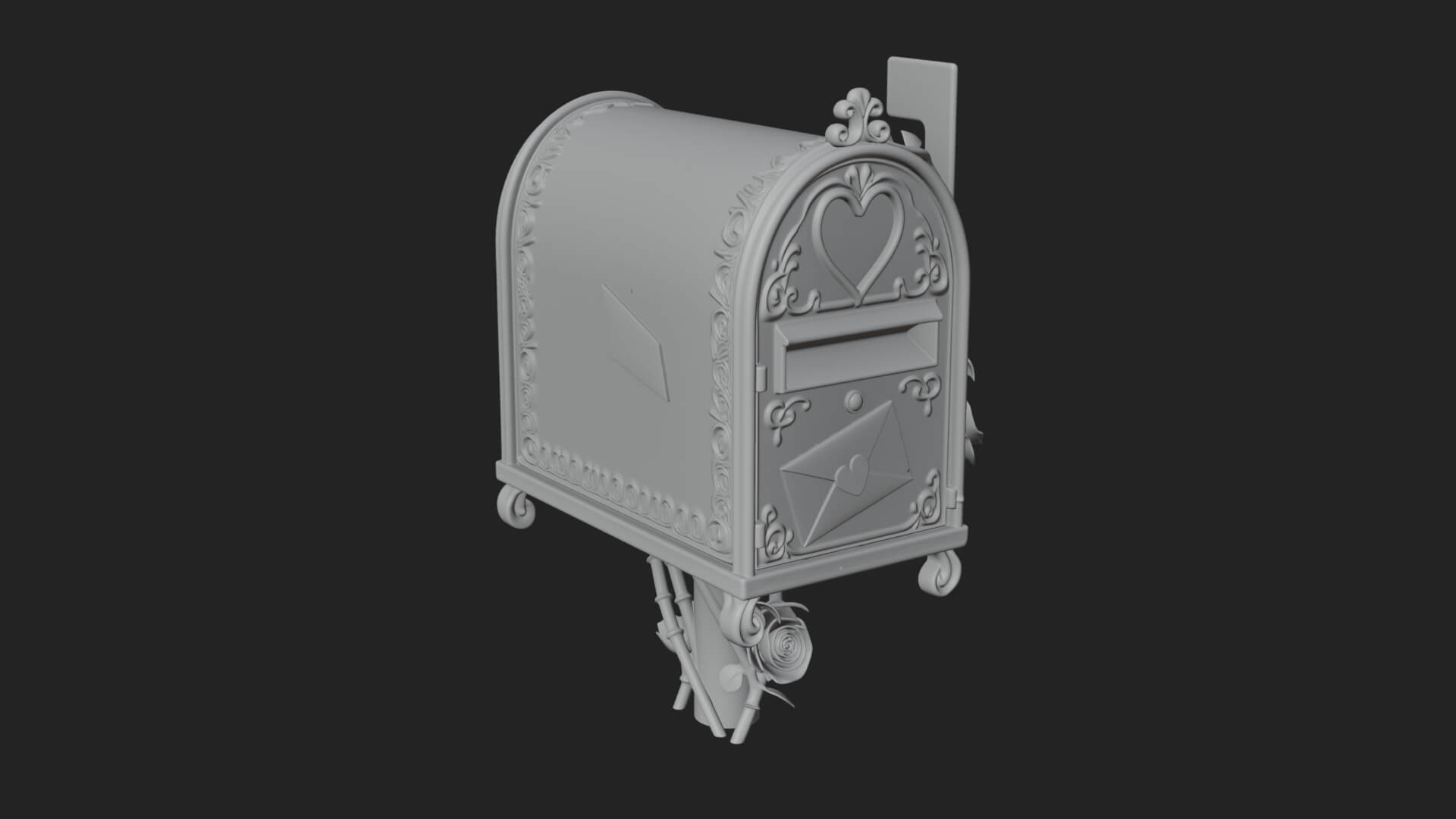 Rose Flower Vine Mailbox Model Design 2 3D Print Model 3D Model