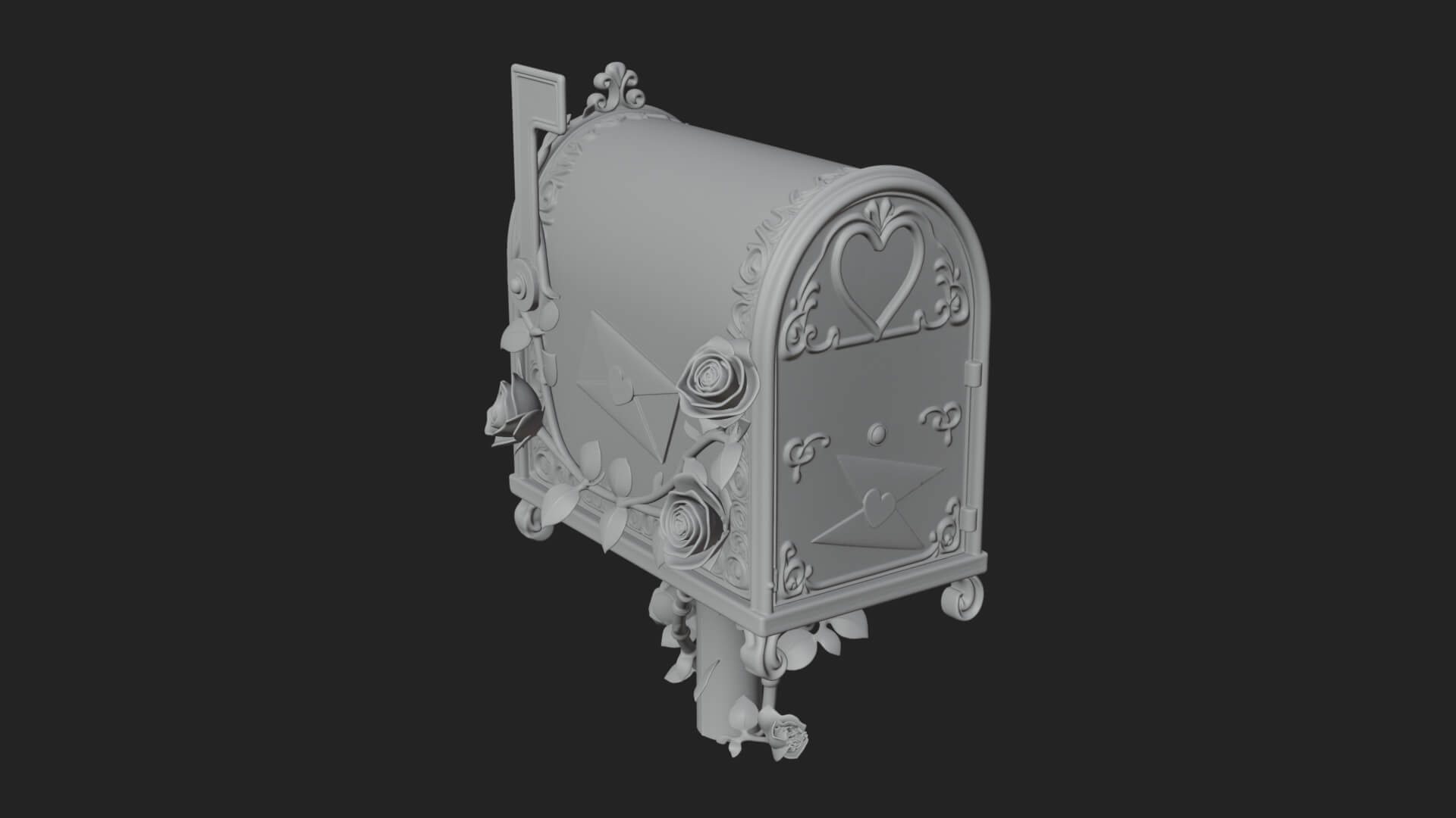 Rose Flower Vine Mailbox Model Design 2 3D Print Model 3D Model