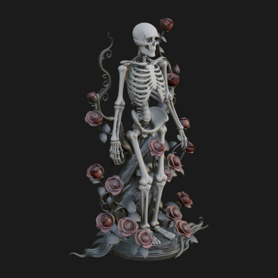 Rose Vine Skeleton Statue Design 1 3D Print Model