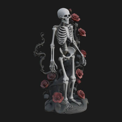 Rose Vine Skeleton Statue Design 3 3d Print Model