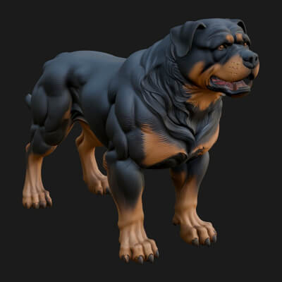 Rottweiler Dog Statue Design 2 3D Print Model