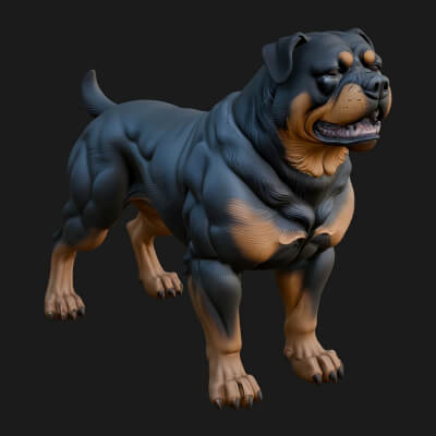 Rottweiler Dog Statue Design 4 3D Print Model