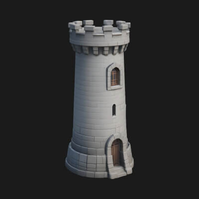 Round Stone Tower Design 1 3D Print Model