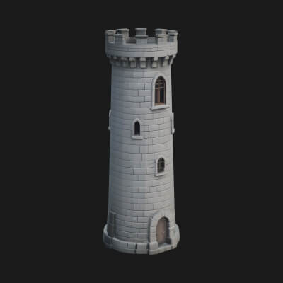 Round Stone Tower Design 2 3D Print Model