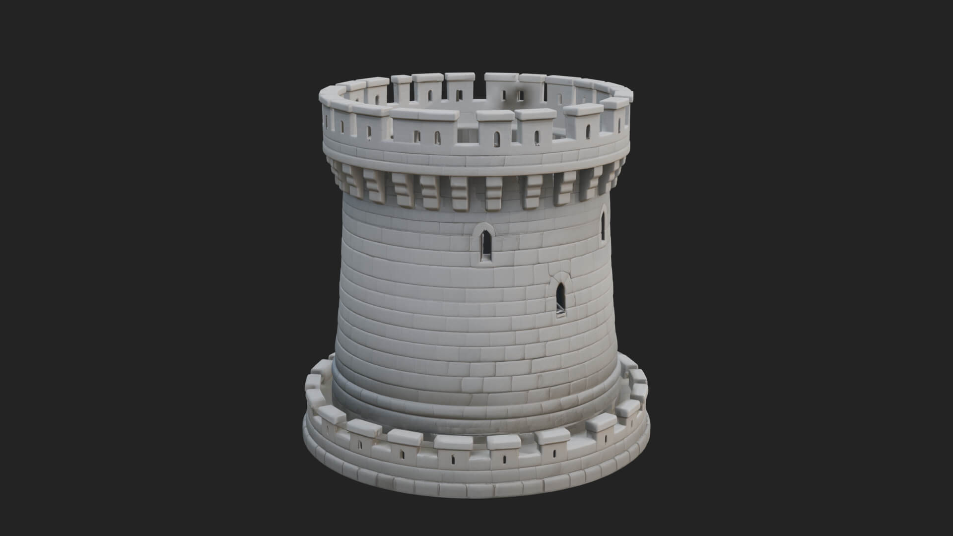 Round Stone Tower Design 4 3D Print Model 3D Model