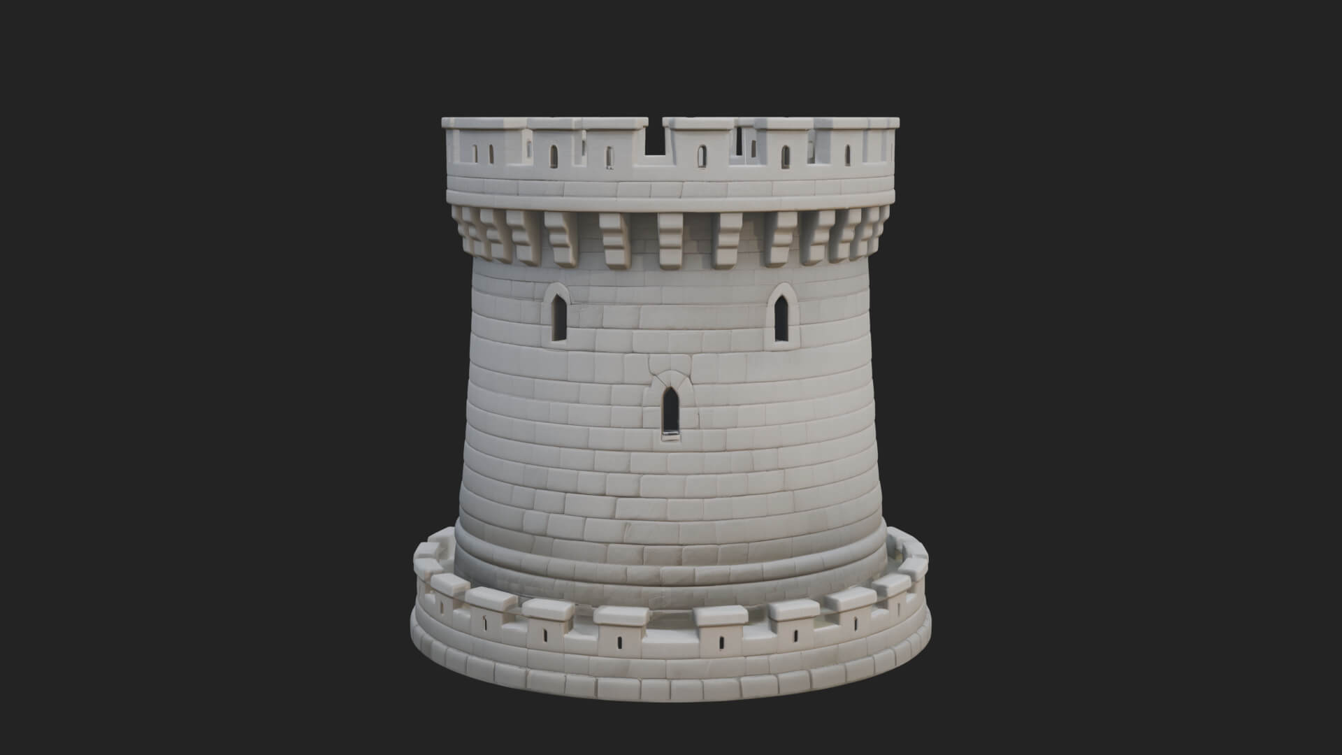Round Stone Tower Design 4 3D Print Model 3D Model