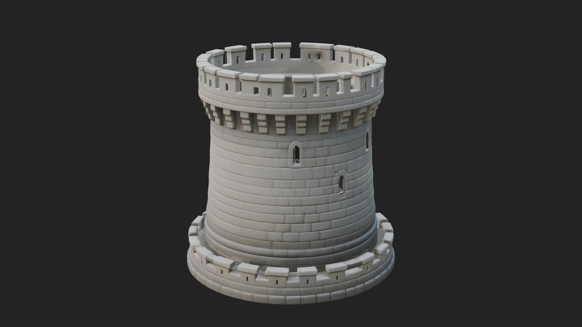Round Stone Tower Design 4 3D Print Model 3D Model
