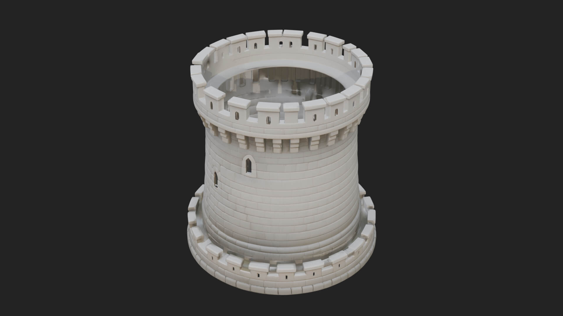 Round Stone Tower Design 4 3D Print Model 3D Model
