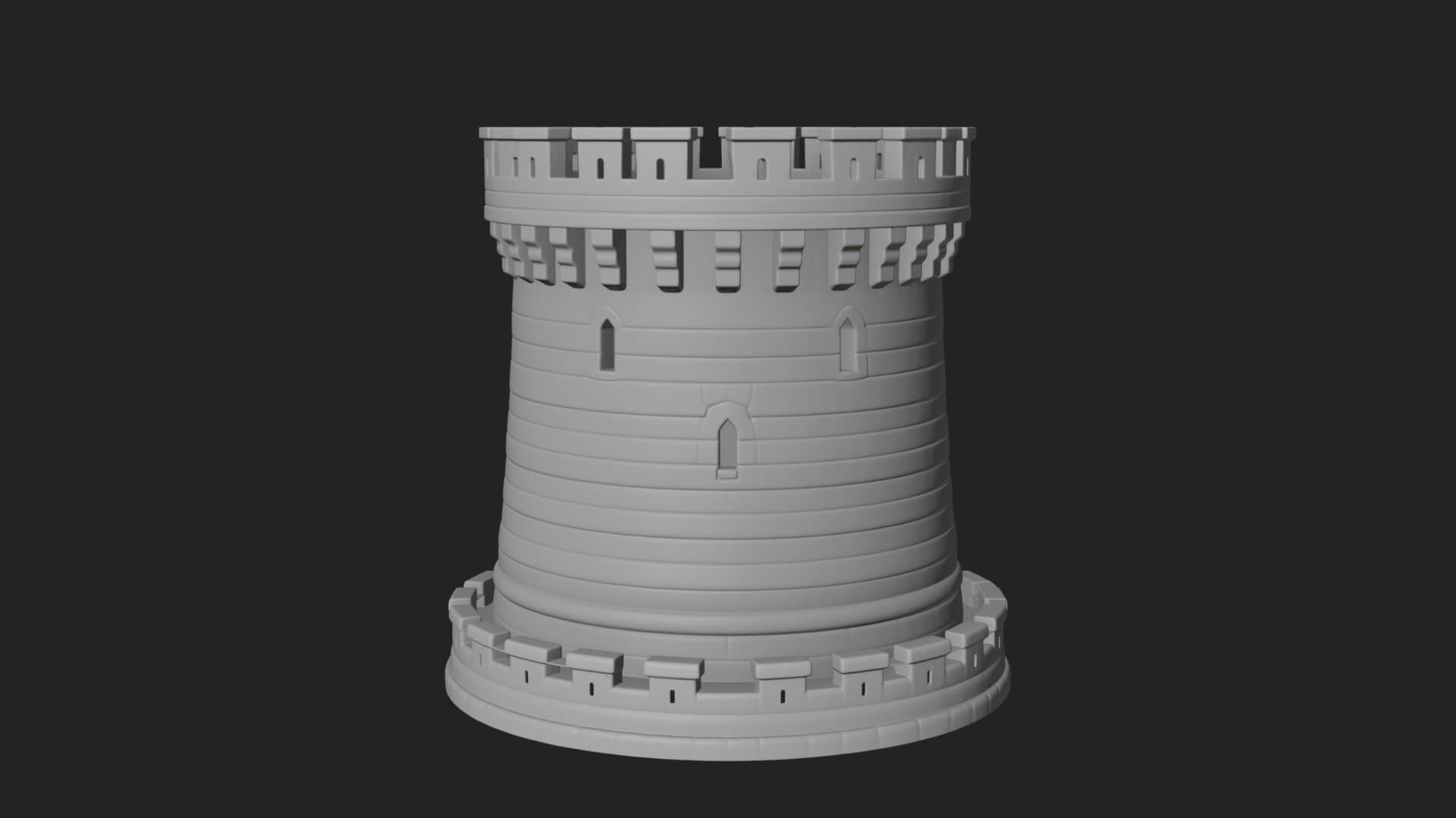 Round Stone Tower Design 4 3D Print Model 3D Model