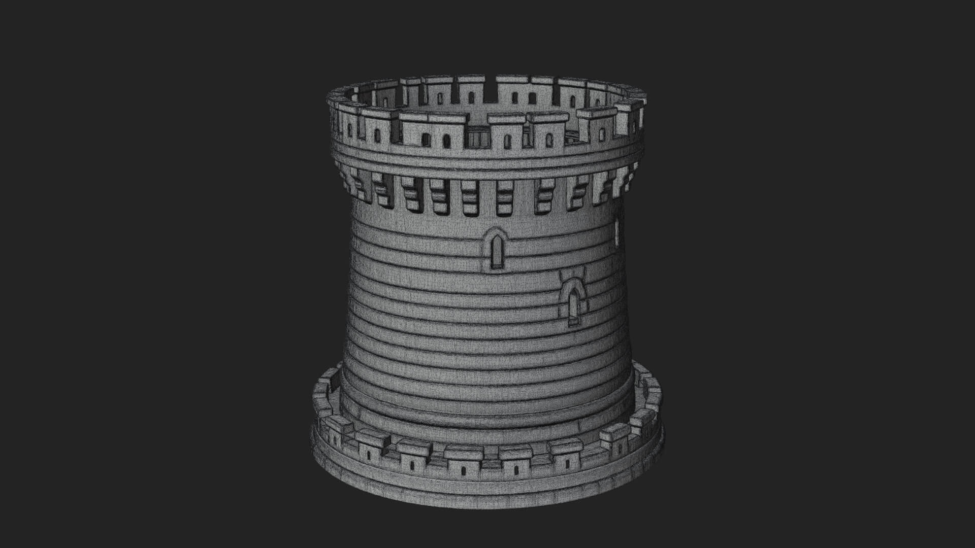 Round Stone Tower Design 4 3D Print Model 3D Model