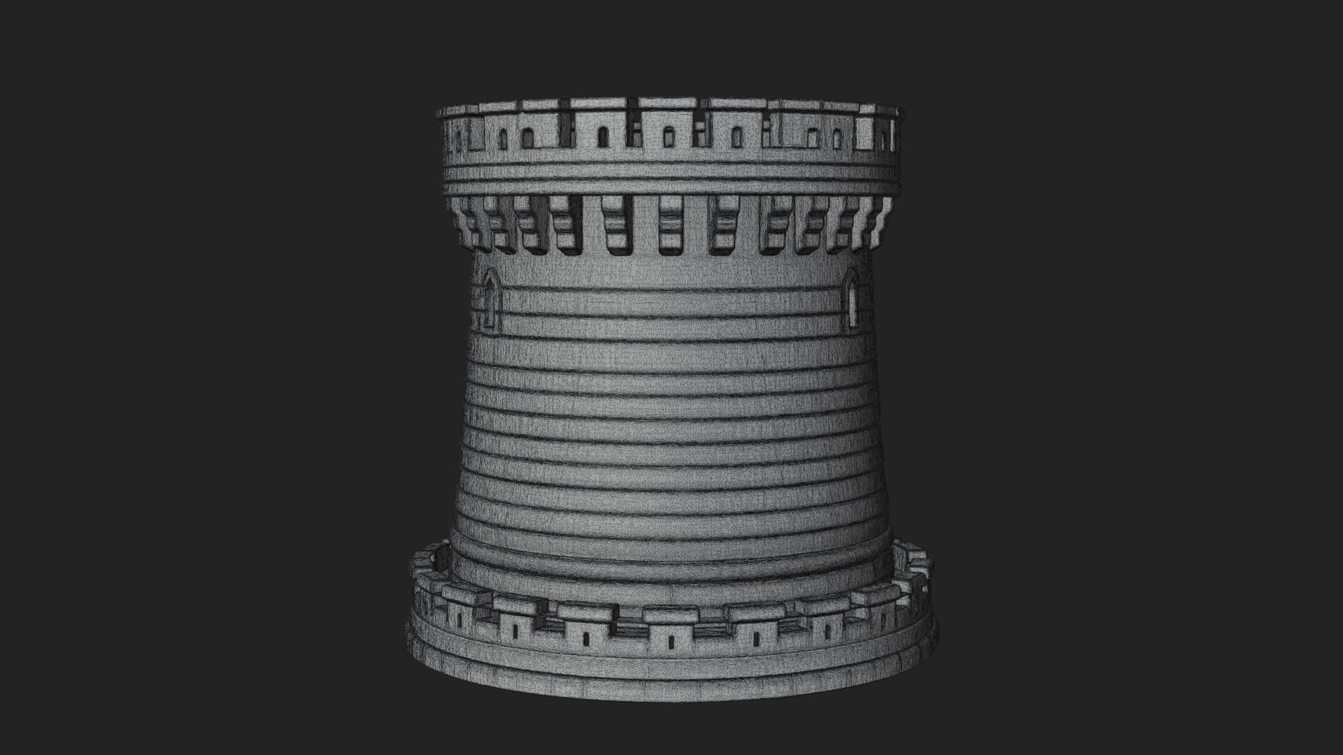 Round Stone Tower Design 4 3D Print Model 3D Model