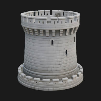 Round Stone Tower Design 4 3D Print Model