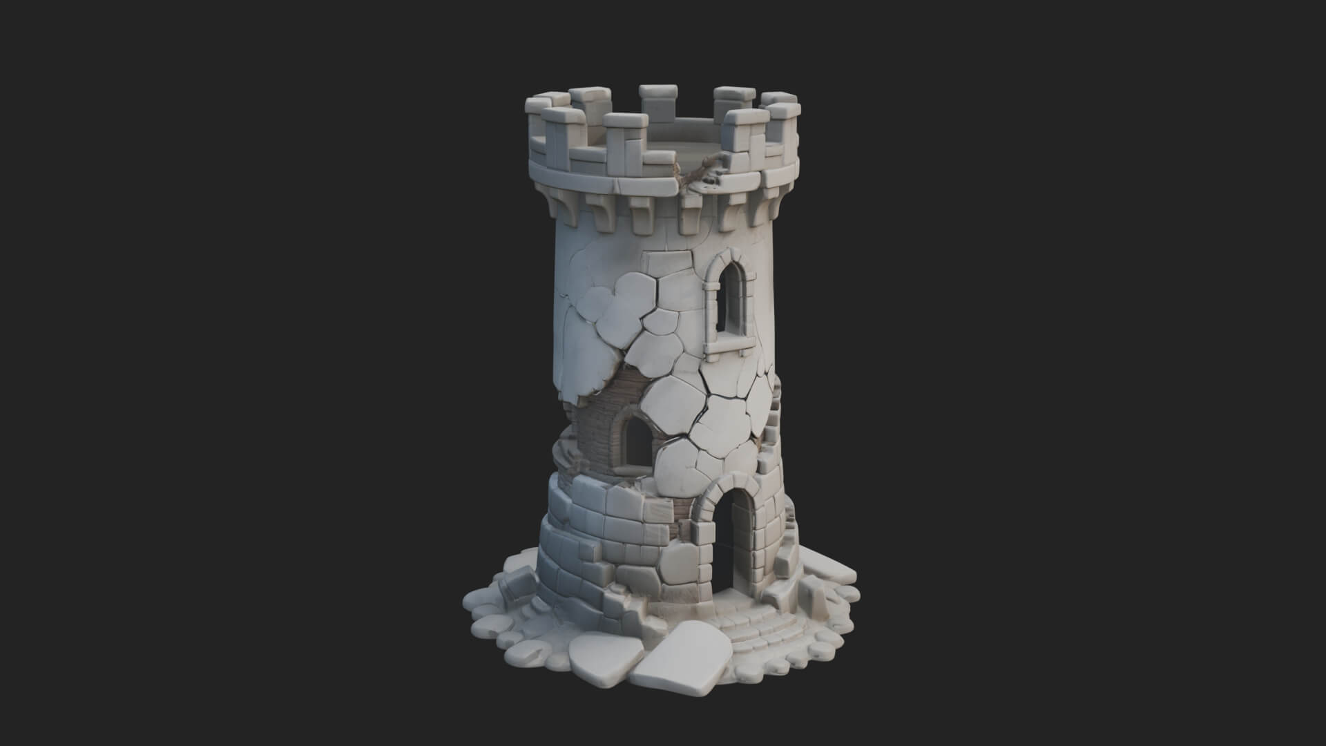 Round Stone Tower Design 5 3D Print Model 3D Model