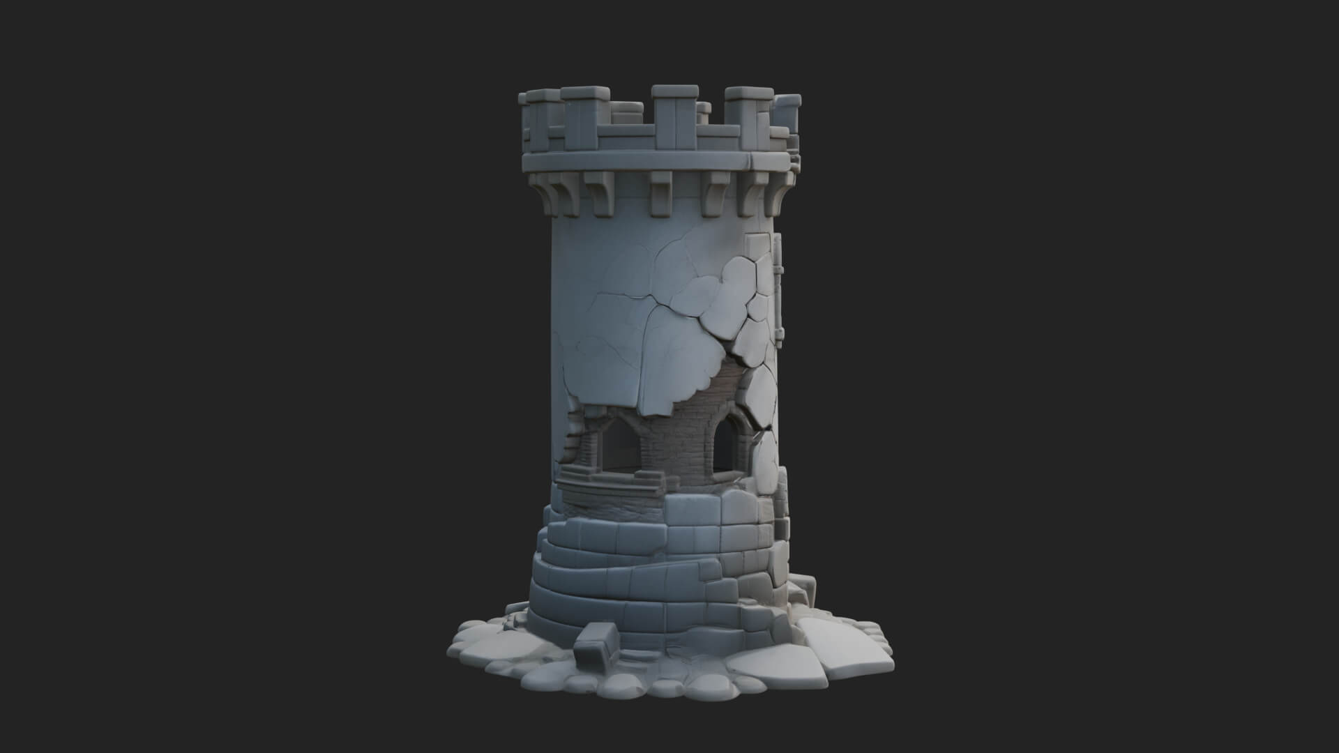 Round Stone Tower Design 5 3D Print Model 3D Model
