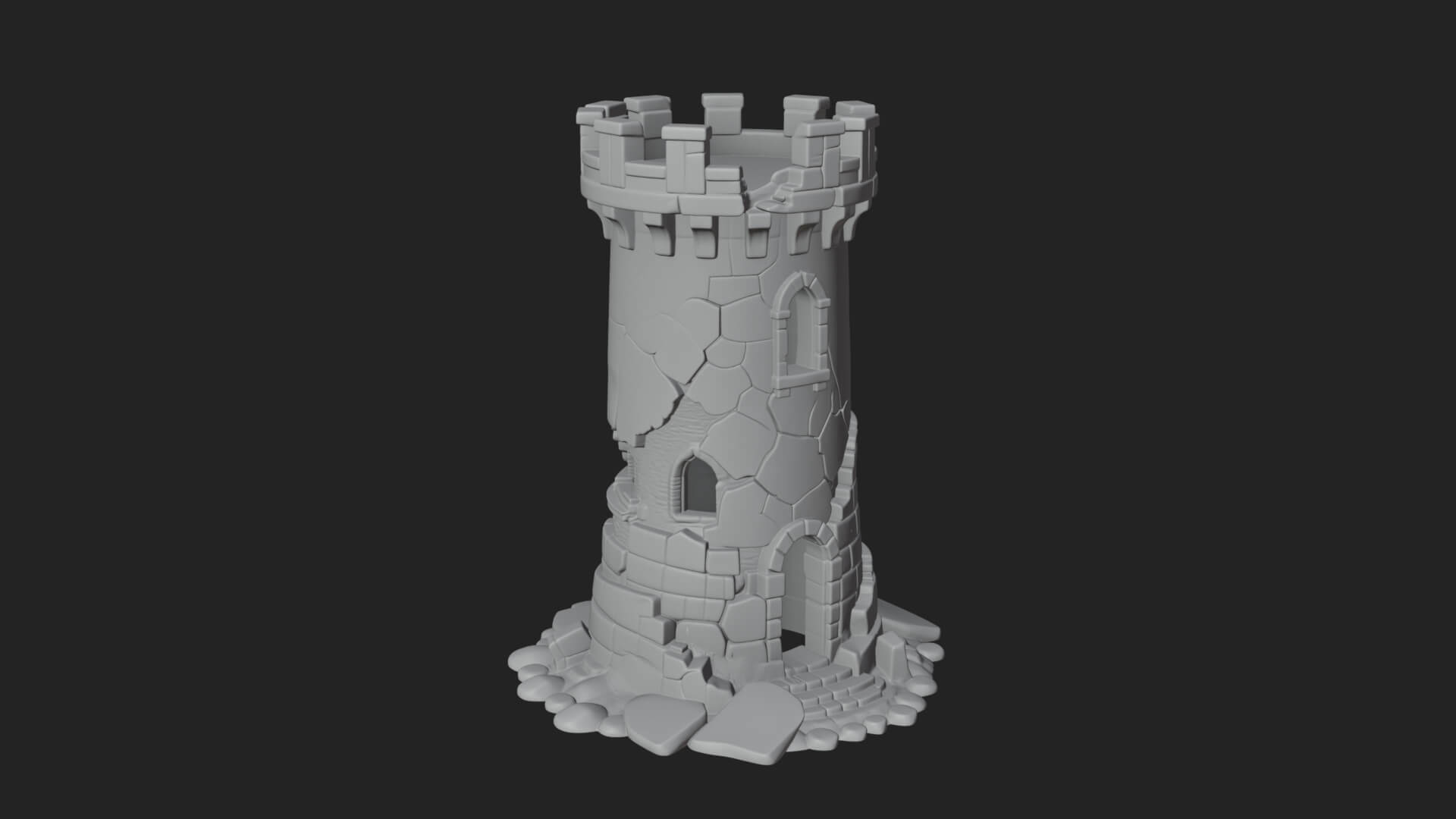 Round Stone Tower Design 5 3D Print Model 3D Model