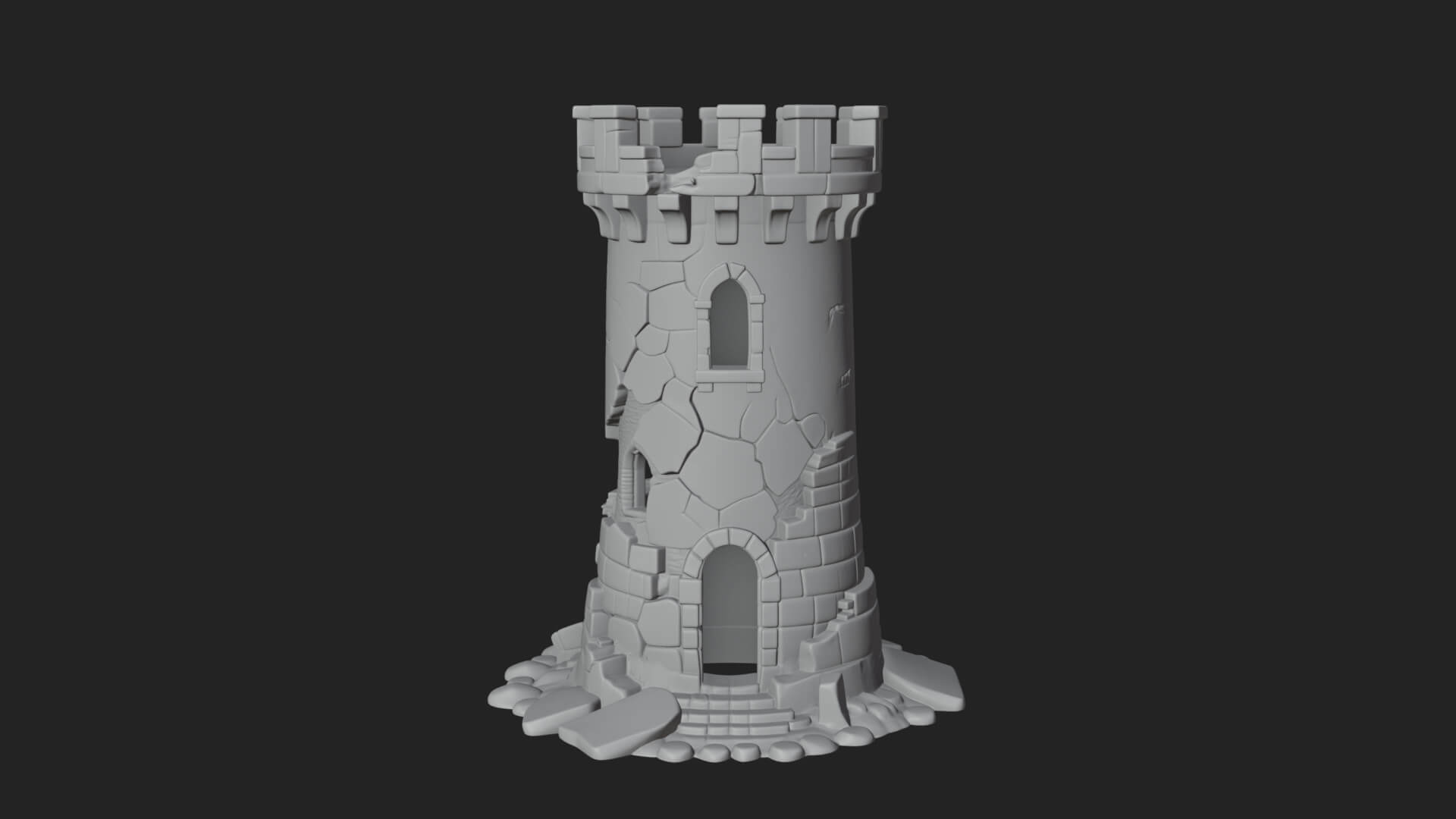 Round Stone Tower Design 5 3D Print Model 3D Model
