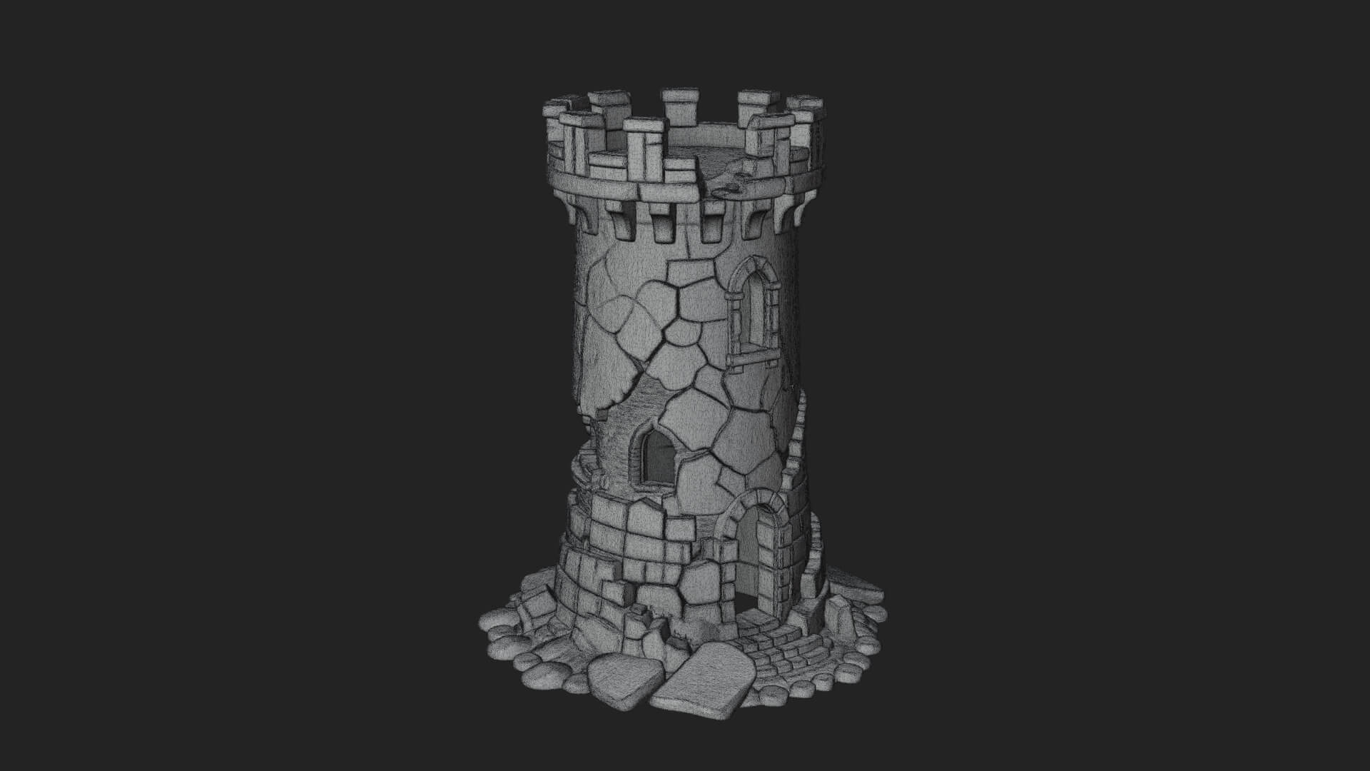 Round Stone Tower Design 5 3D Print Model 3D Model