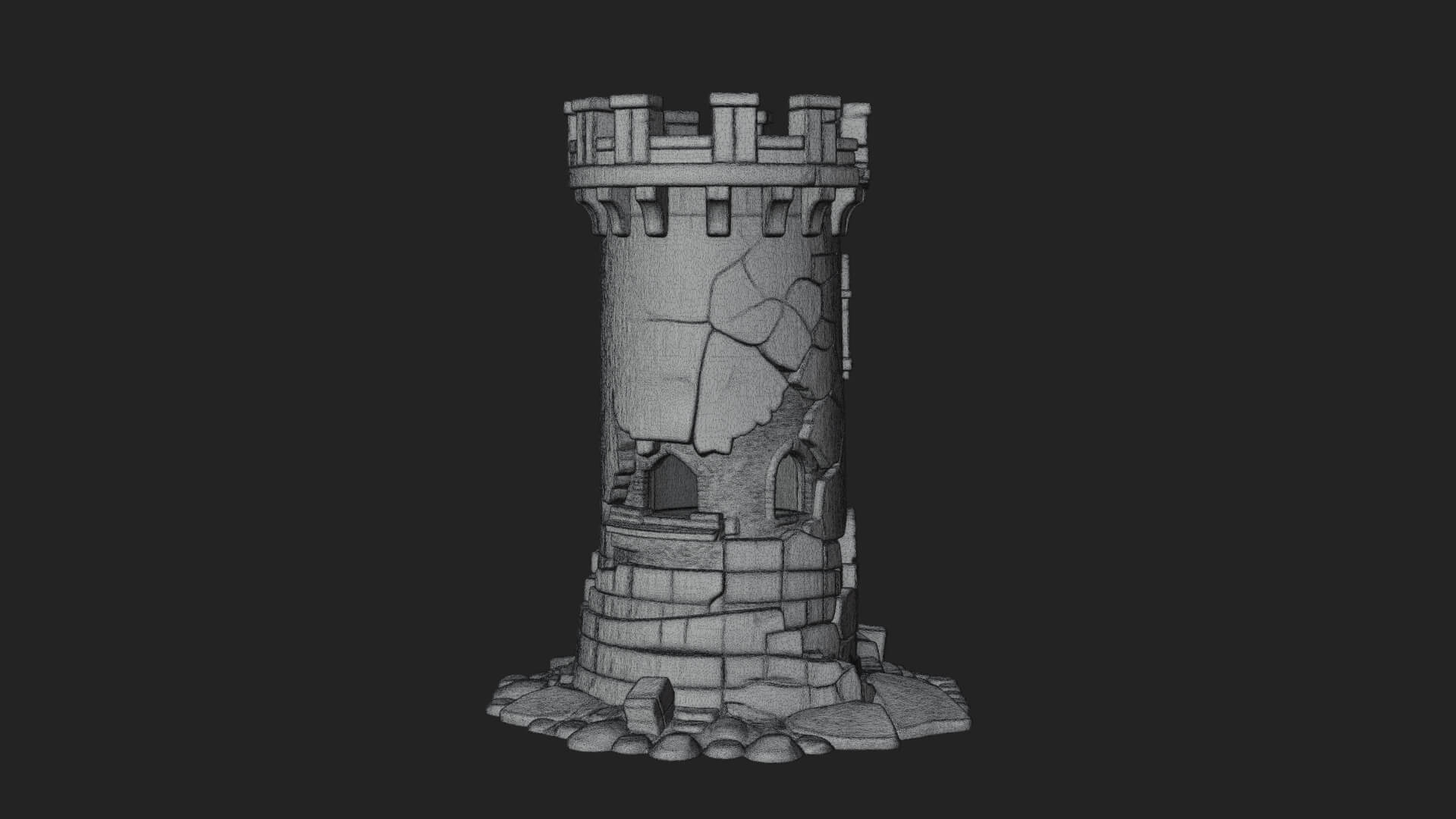 Round Stone Tower Design 5 3D Print Model 3D Model