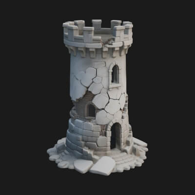 Round Stone Tower Design 5 3D Print Model