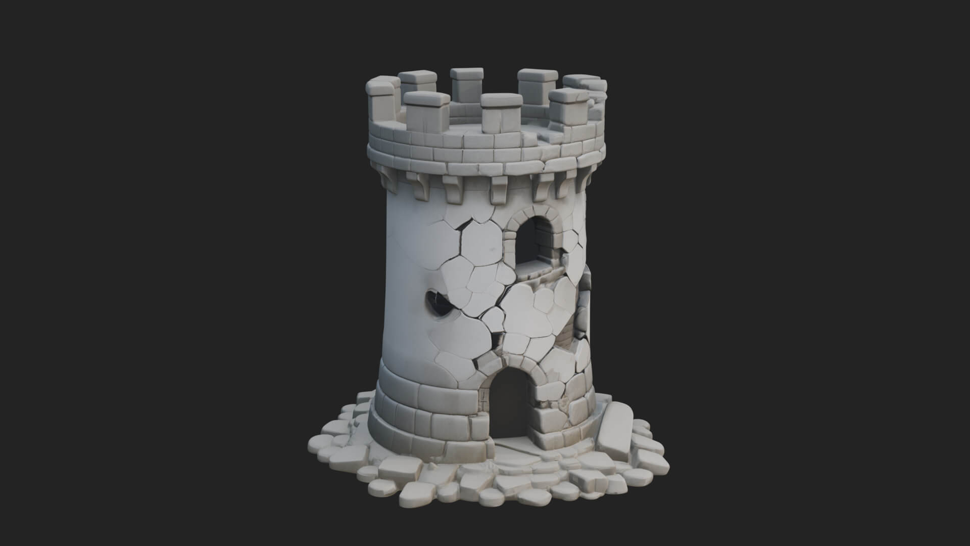 Round Stone Tower Design 6 3D Print Model 3D Model