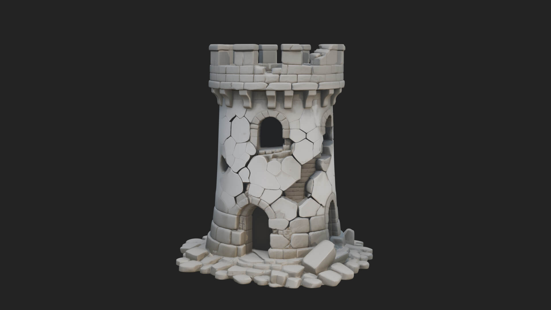 Round Stone Tower Design 6 3D Print Model 3D Model