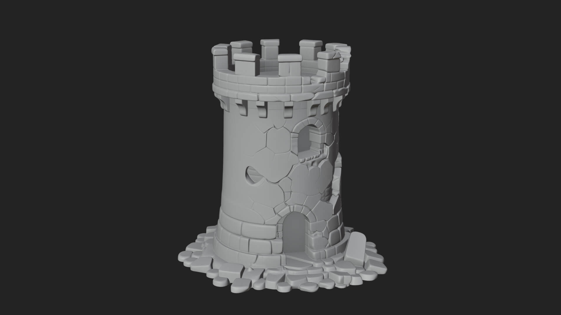 Round Stone Tower Design 6 3D Print Model 3D Model