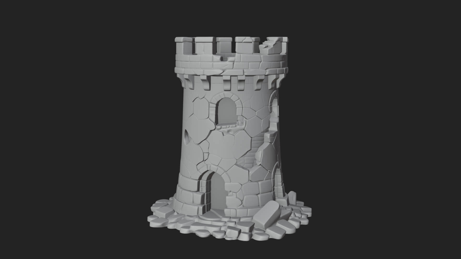 Round Stone Tower Design 6 3D Print Model 3D Model