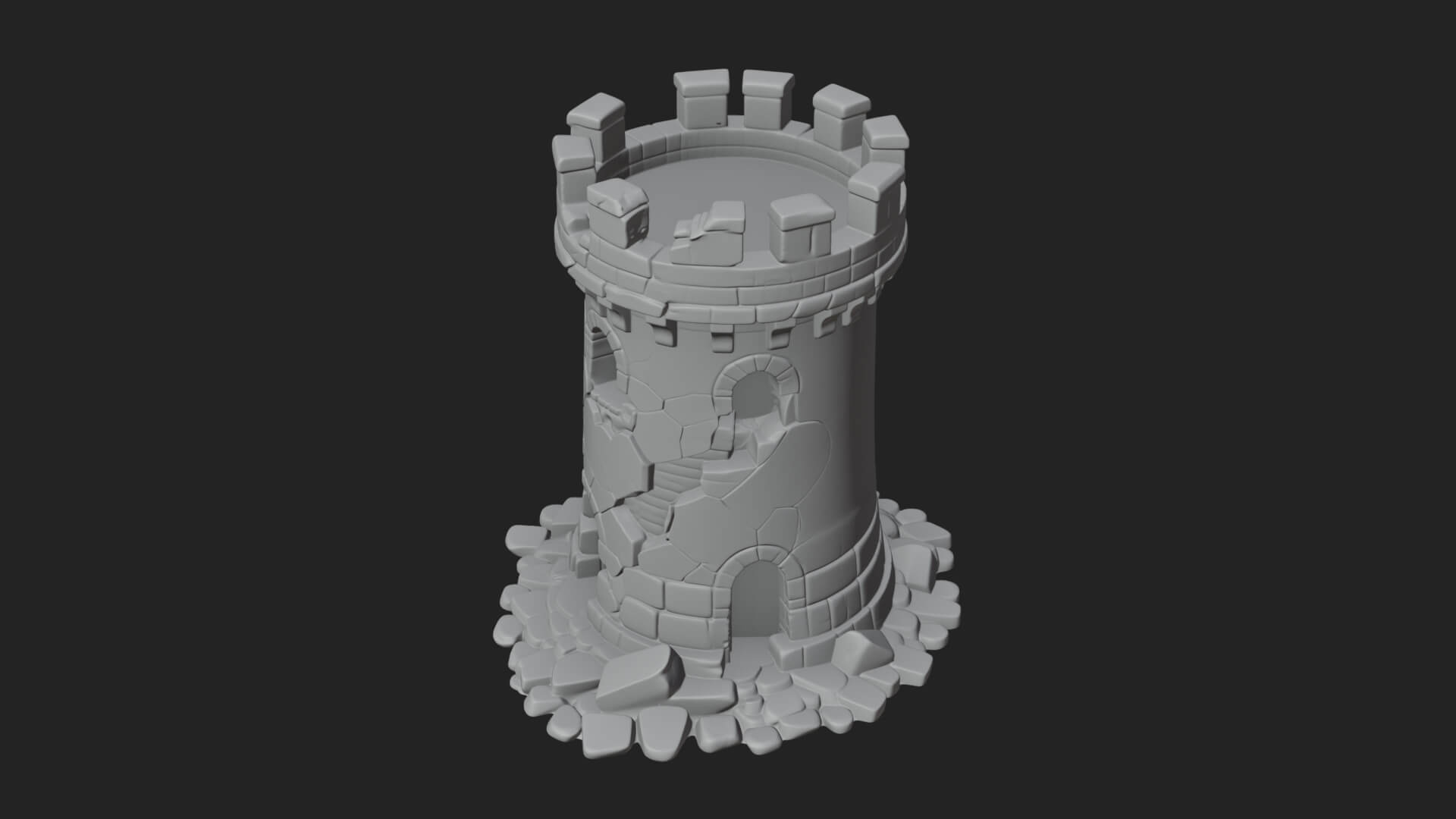 Round Stone Tower Design 6 3D Print Model 3D Model