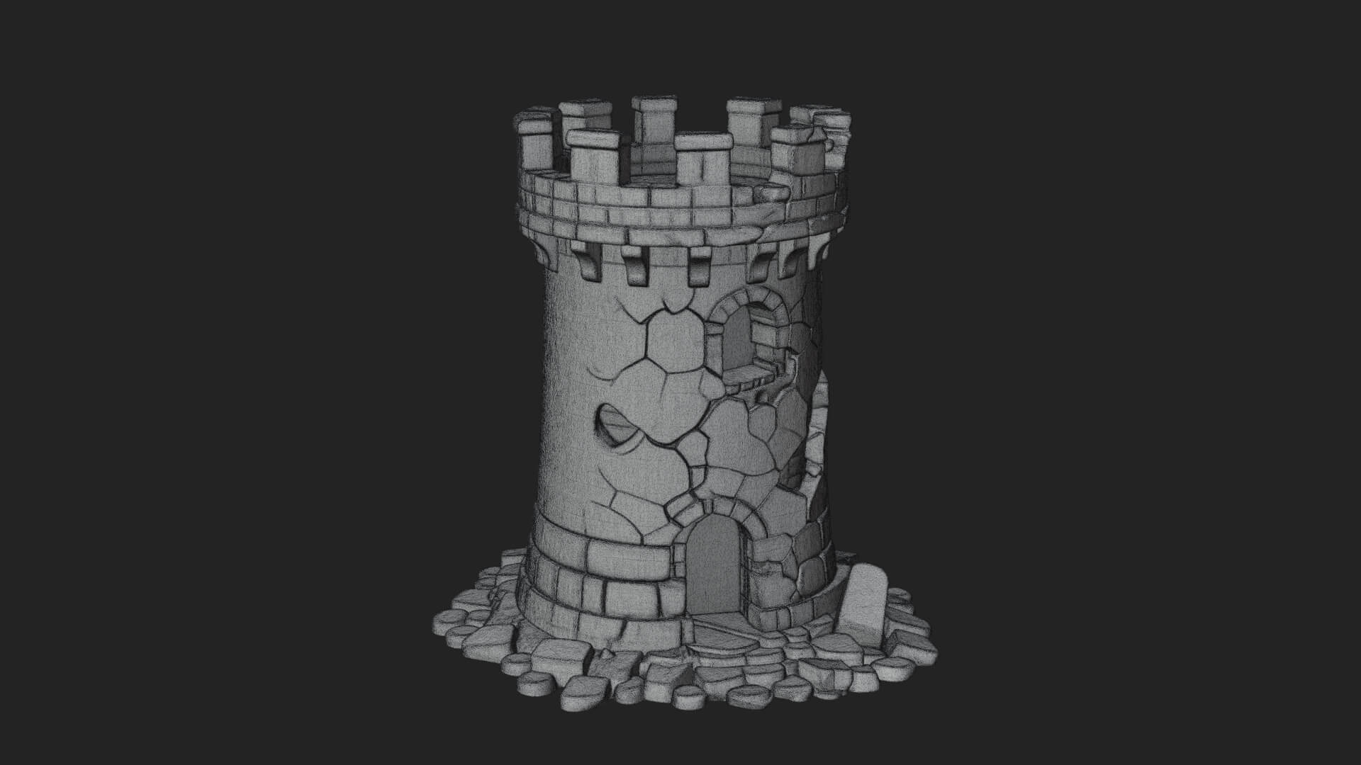 Round Stone Tower Design 6 3D Print Model 3D Model