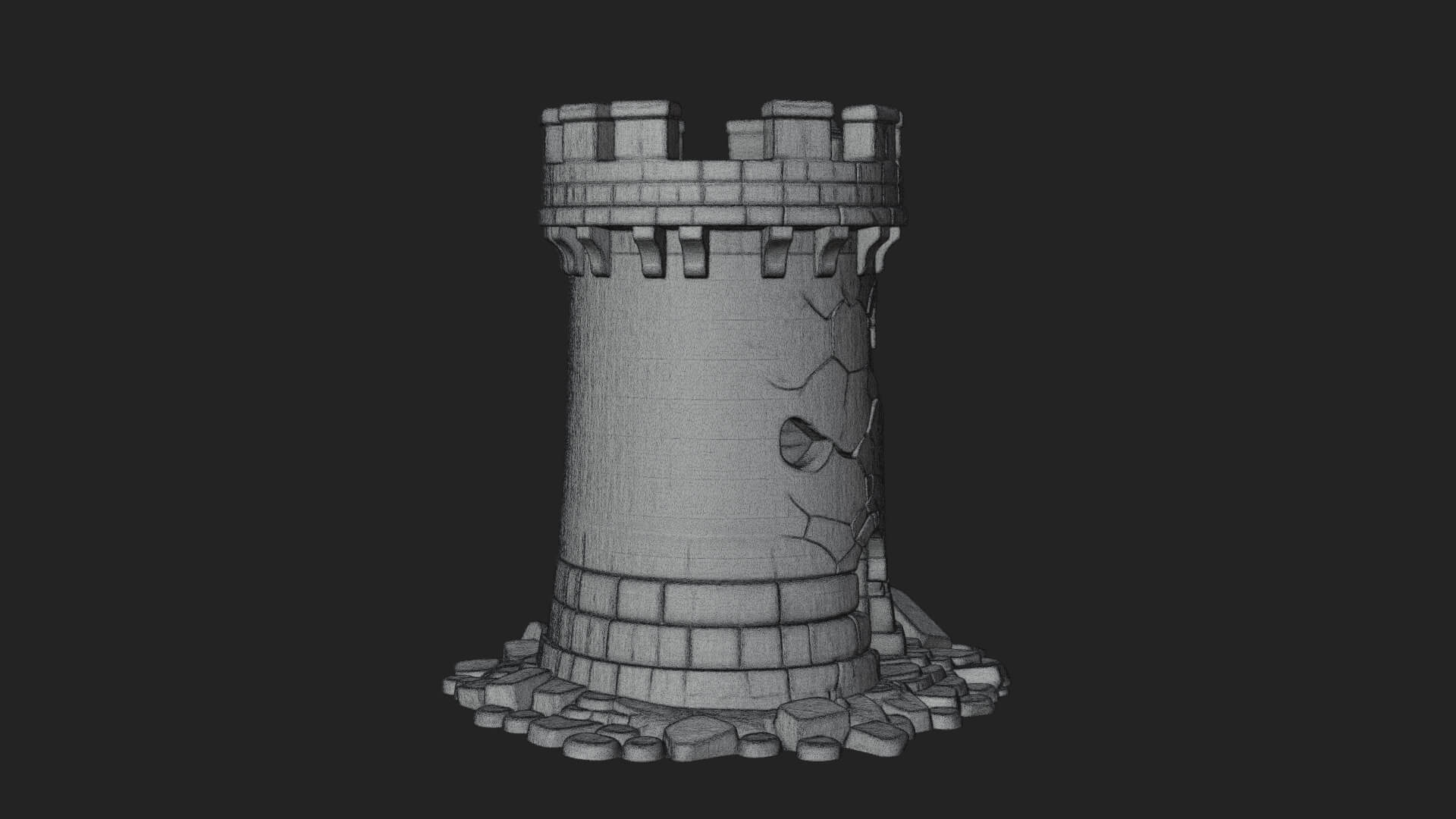 Round Stone Tower Design 6 3D Print Model 3D Model