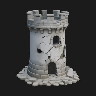 Round Stone Tower Design 6 3D Print Model