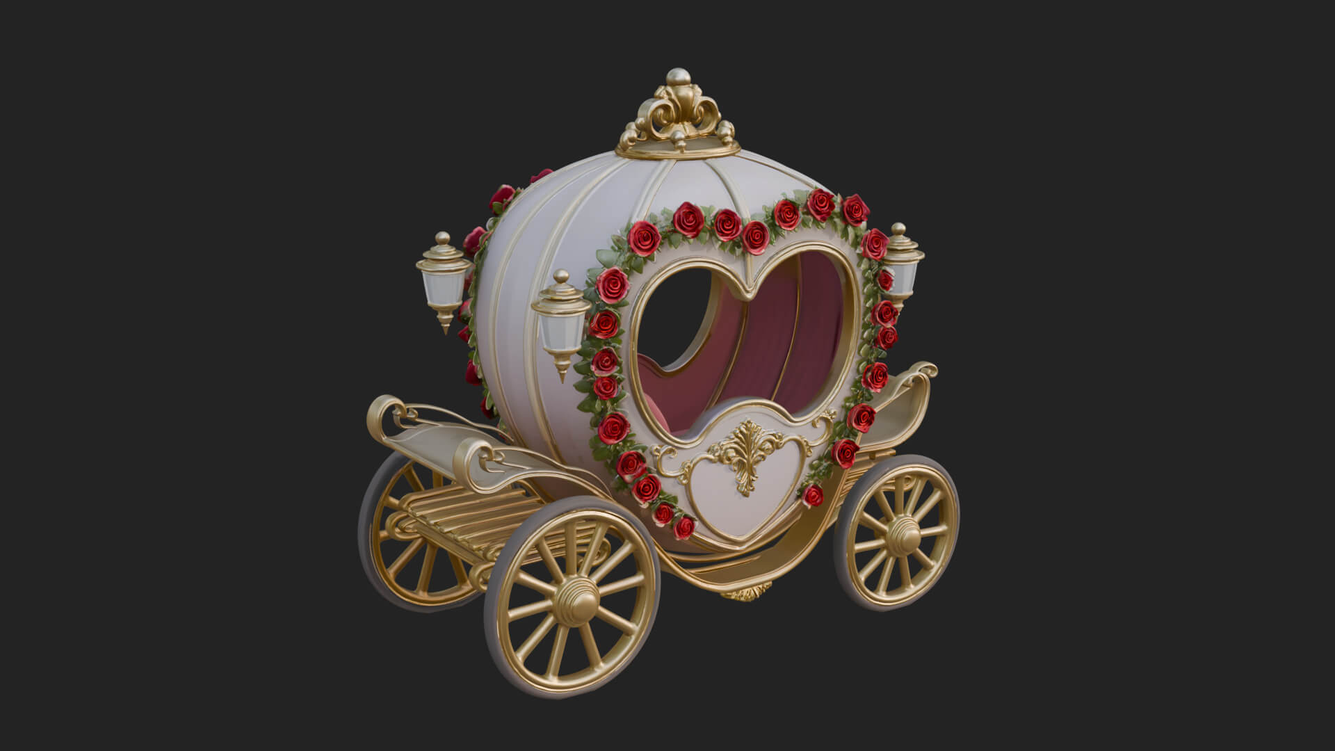 Royal Fairy Tale Carriage Model Design 1 3D Print Model 3D Model