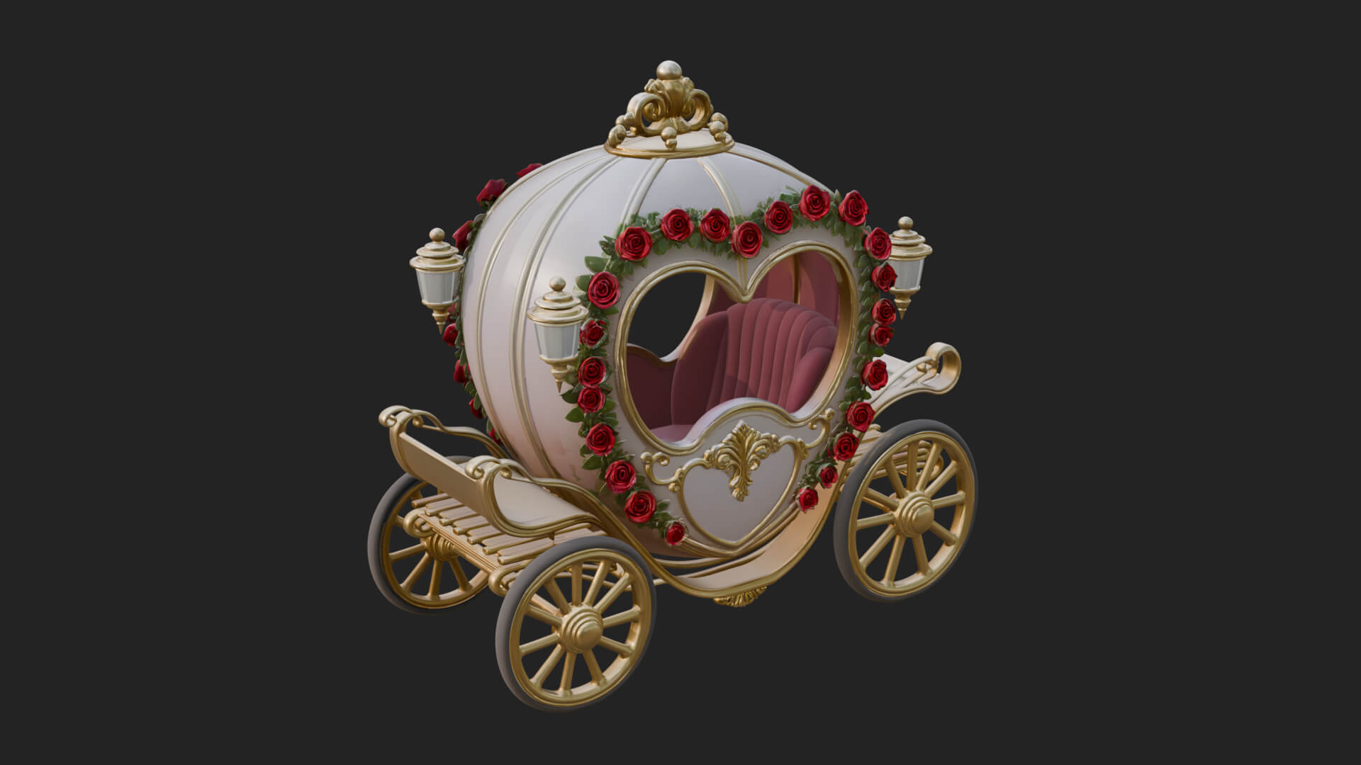Royal Fairy Tale Carriage Model Design 1 3D Print Model 3D Model