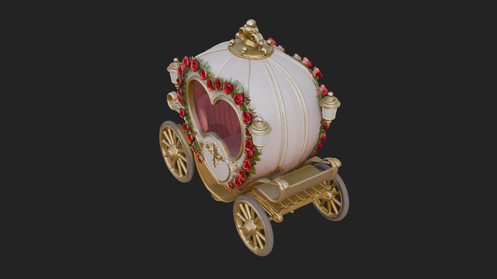 Royal Fairy Tale Carriage Model Design 1 3D Print Model 3D Model