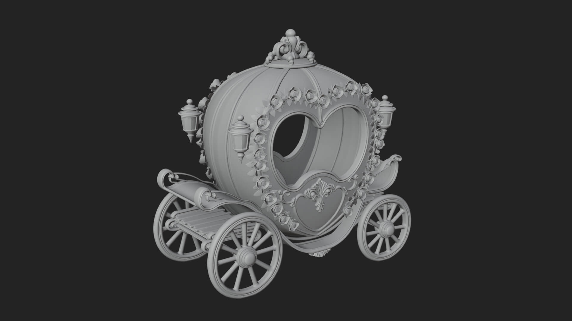 Royal Fairy Tale Carriage Model Design 1 3D Print Model 3D Model