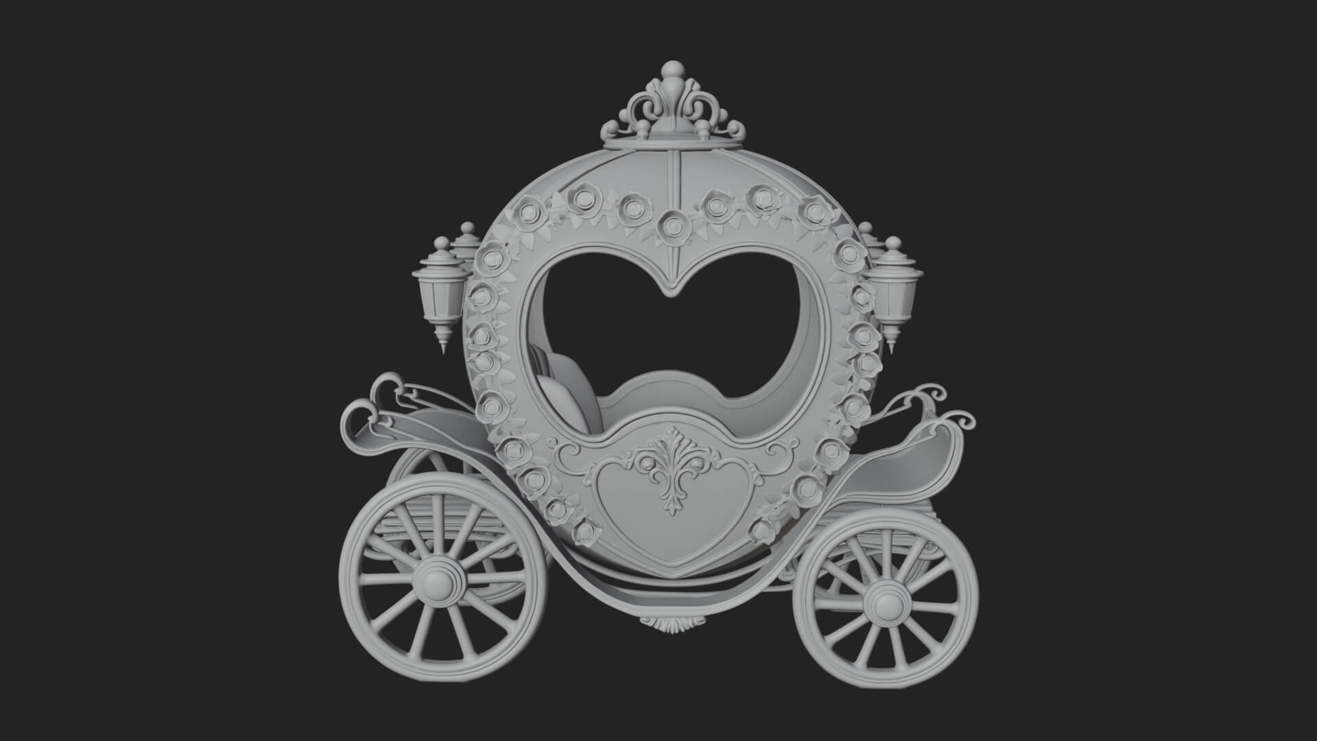 Royal Fairy Tale Carriage Model Design 1 3D Print Model 3D Model