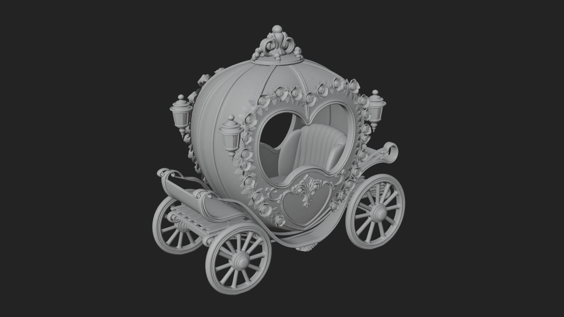 Royal Fairy Tale Carriage Model Design 1 3D Print Model 3D Model