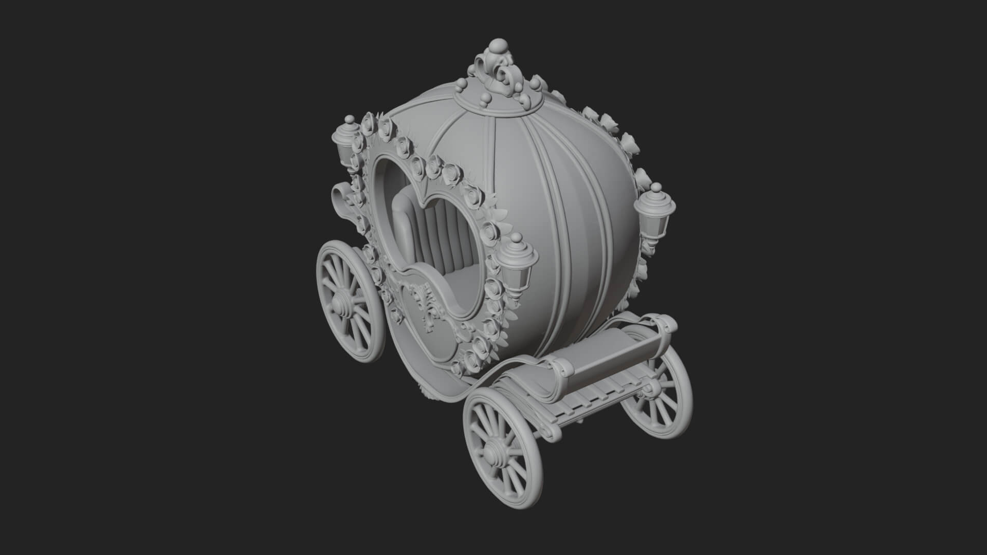 Royal Fairy Tale Carriage Model Design 1 3D Print Model 3D Model