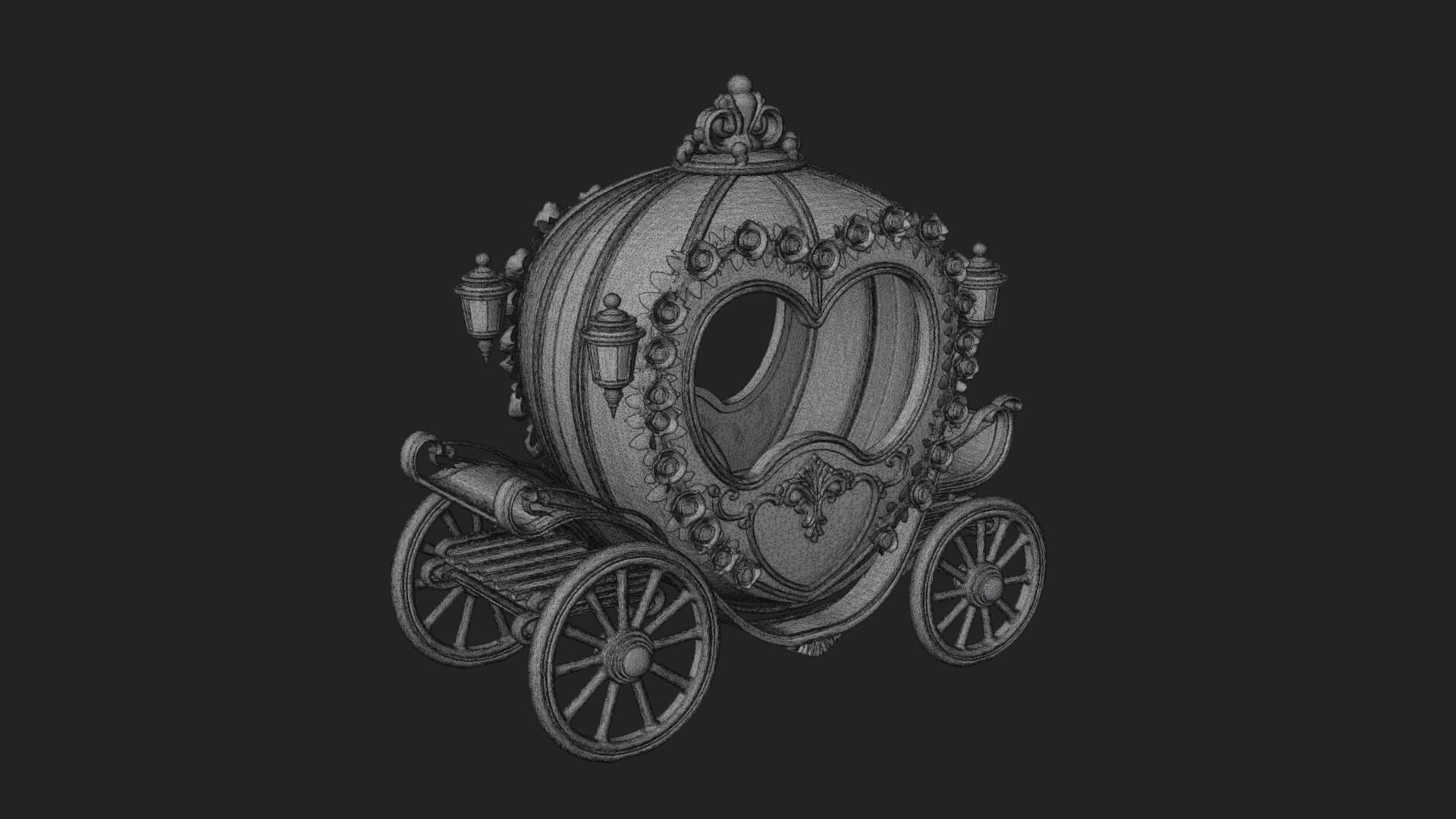 Royal Fairy Tale Carriage Model Design 1 3D Print Model 3D Model