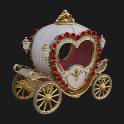 Royal Fairy Tale Carriage Model Design 1 3D Print Model