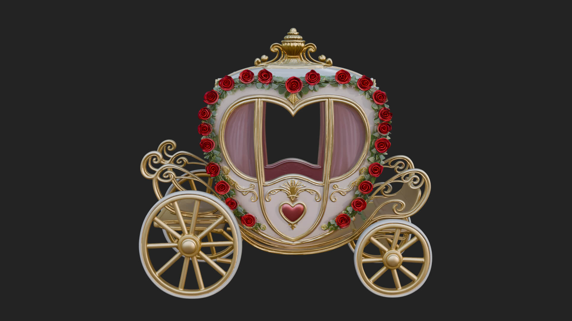 Royal Fairy Tale Carriage Model Design 2 3D Print Model 3D Model