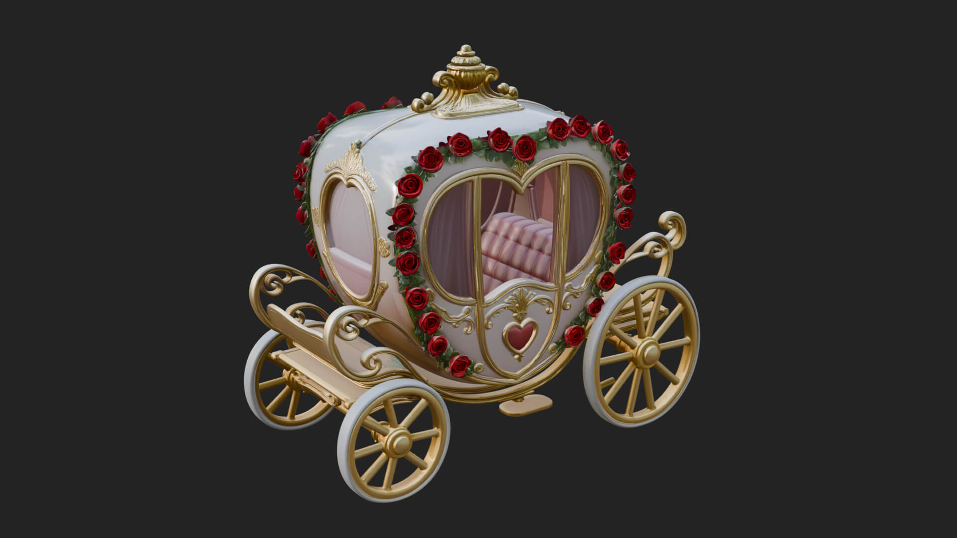 Royal Fairy Tale Carriage Model Design 2 3D Print Model 3D Model