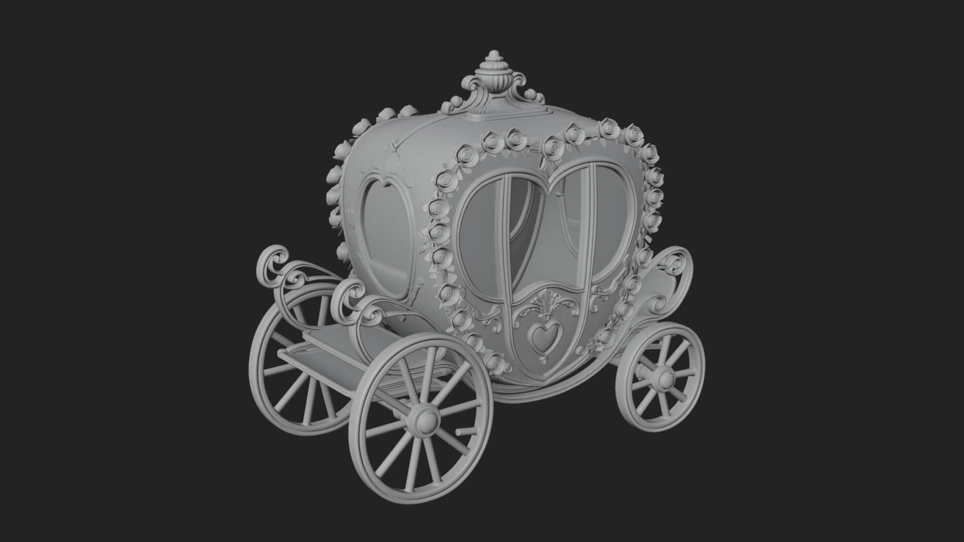 Royal Fairy Tale Carriage Model Design 2 3D Print Model 3D Model