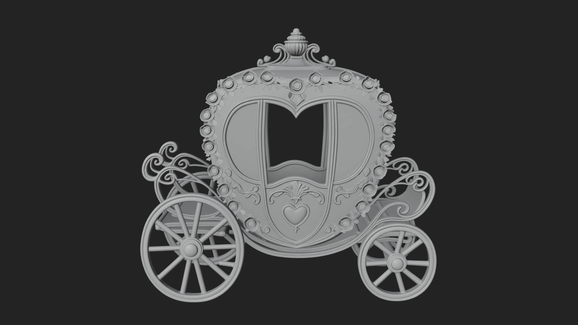 Royal Fairy Tale Carriage Model Design 2 3D Print Model 3D Model