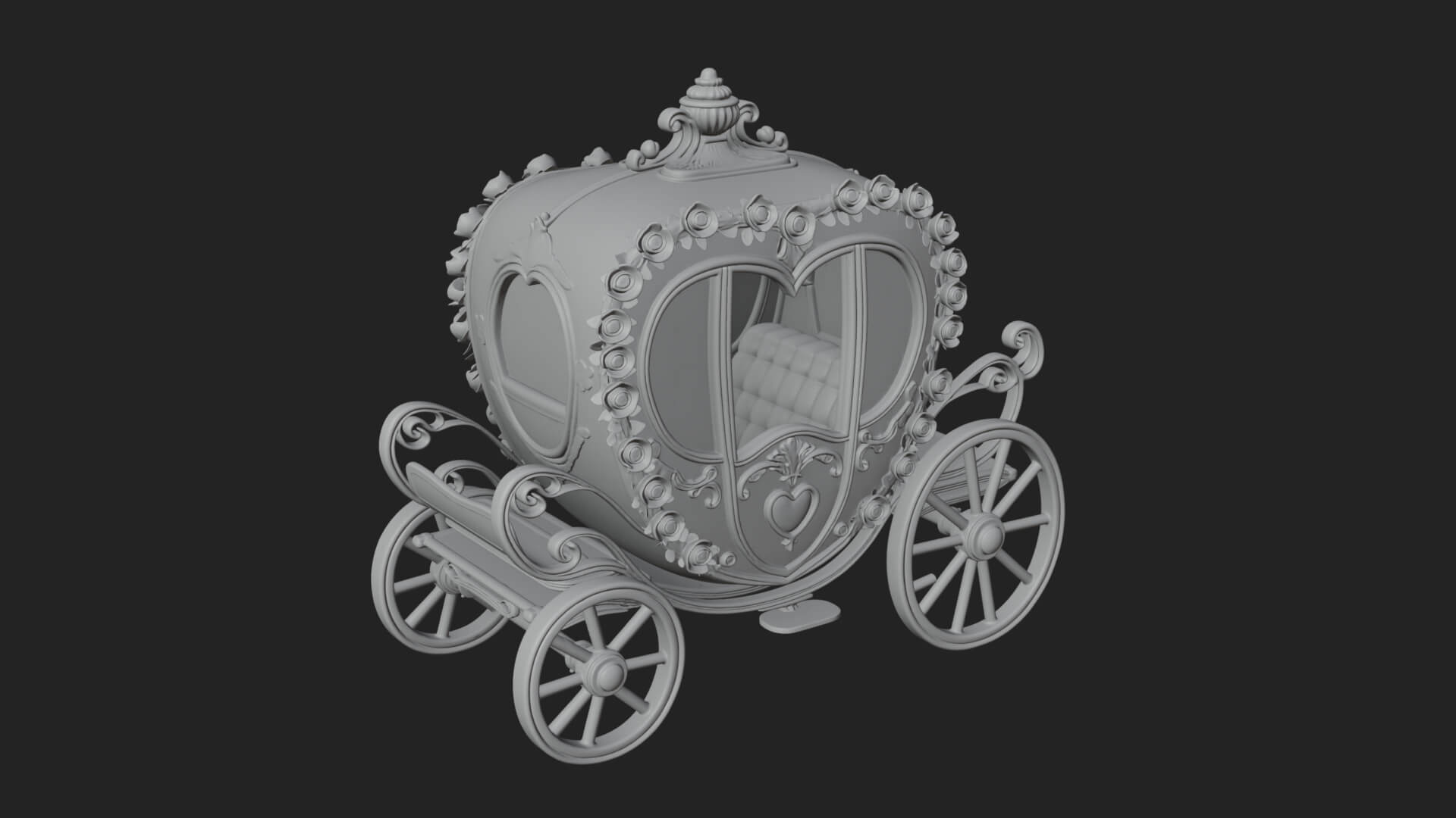 Royal Fairy Tale Carriage Model Design 2 3D Print Model 3D Model