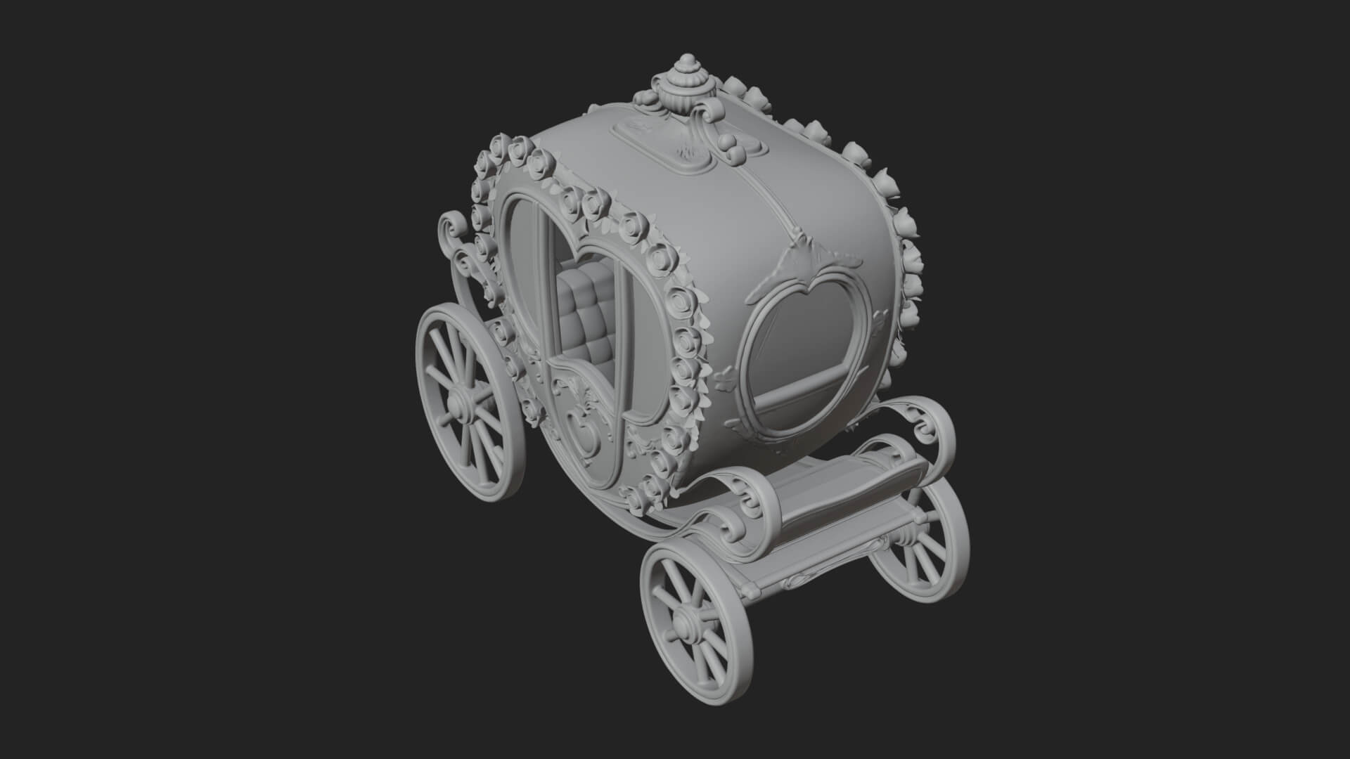 Royal Fairy Tale Carriage Model Design 2 3D Print Model 3D Model