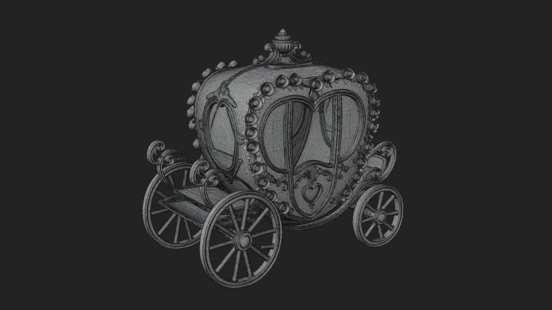 Royal Fairy Tale Carriage Model Design 2 3D Print Model 3D Model