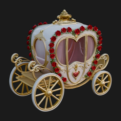 Royal Fairy Tale Carriage Model Design 2 3D Print Model