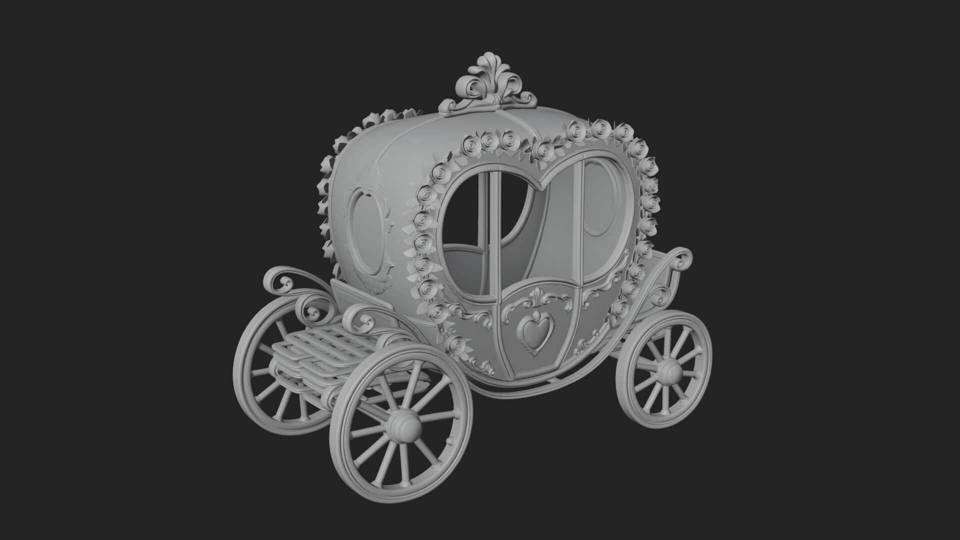 Royal Fairy Tale Carriage Model Design 3 3D Print Model 3D Model